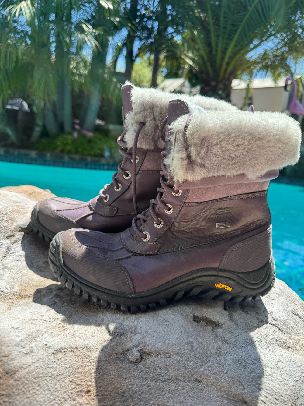 UGG Purple-Brown Shearling Cuffed Women's Winter Boots